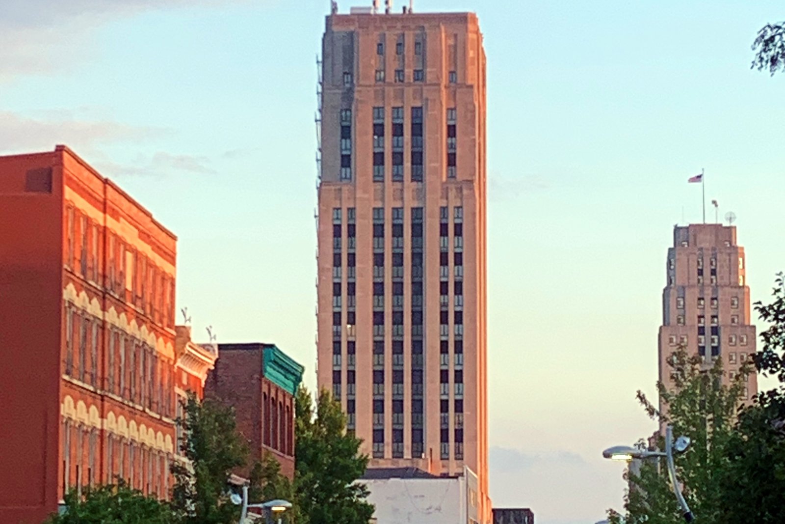 Michigan Avenue in downtown Battle Creek with storefronts and street trees, in a file photo.