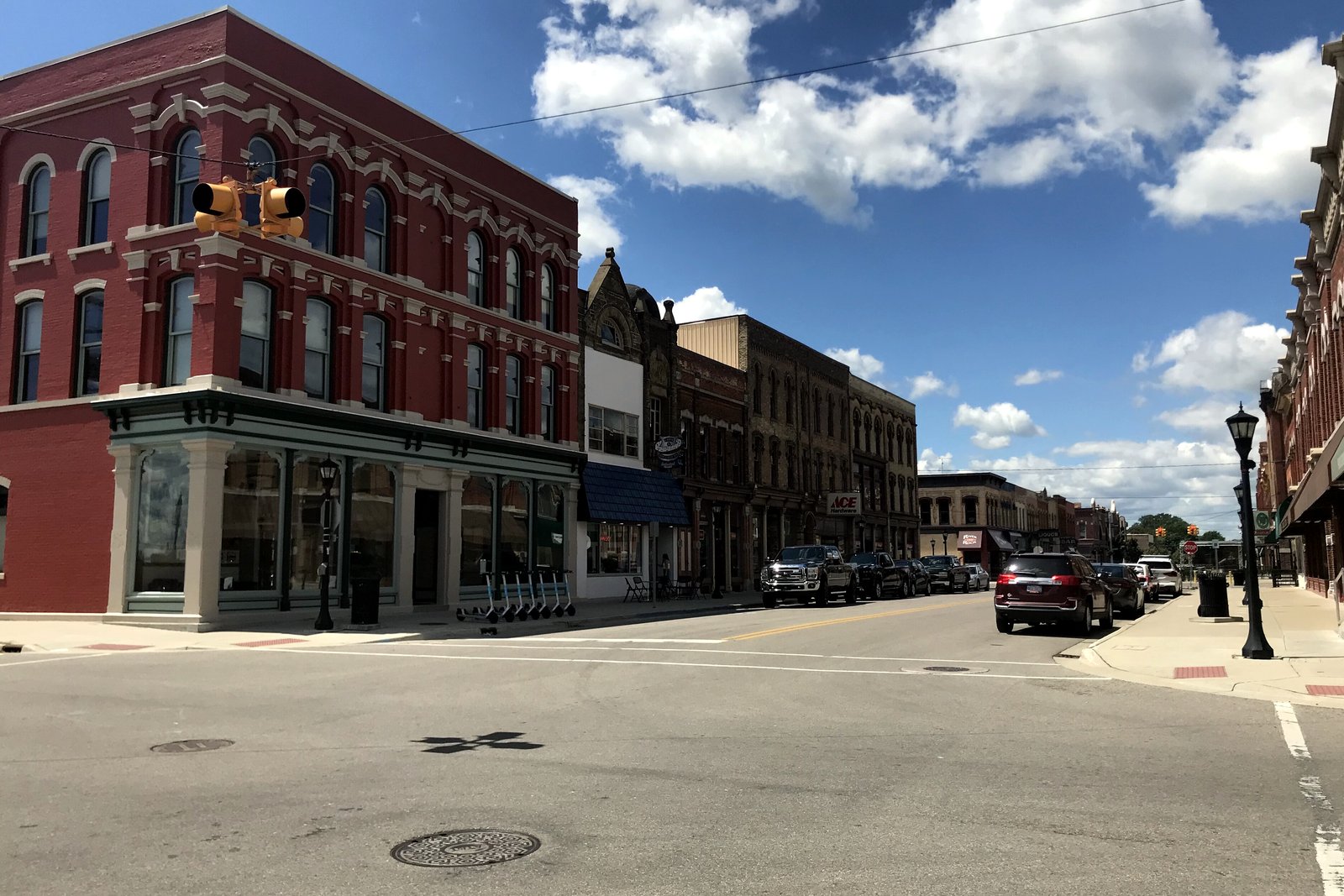 Storefronts along Midland Street in Bay City’s commercial district, in a file photo.
