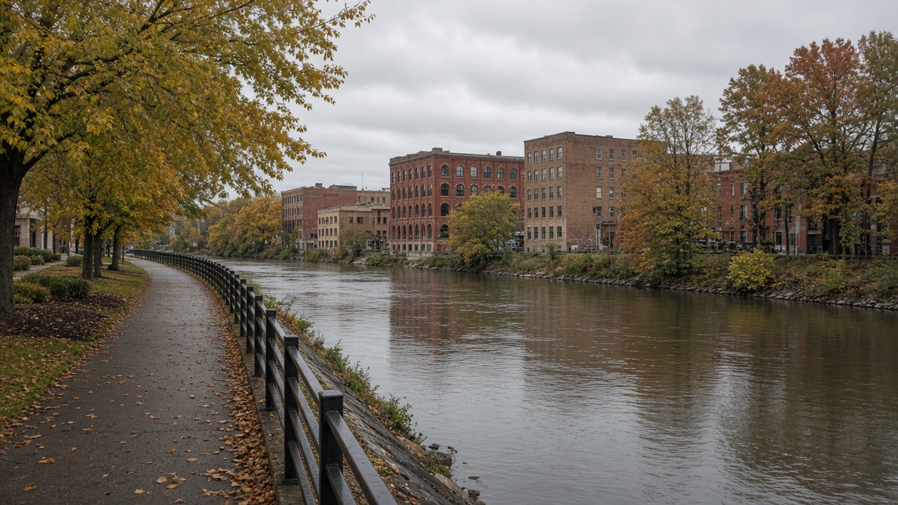 The river and downtown Flint.