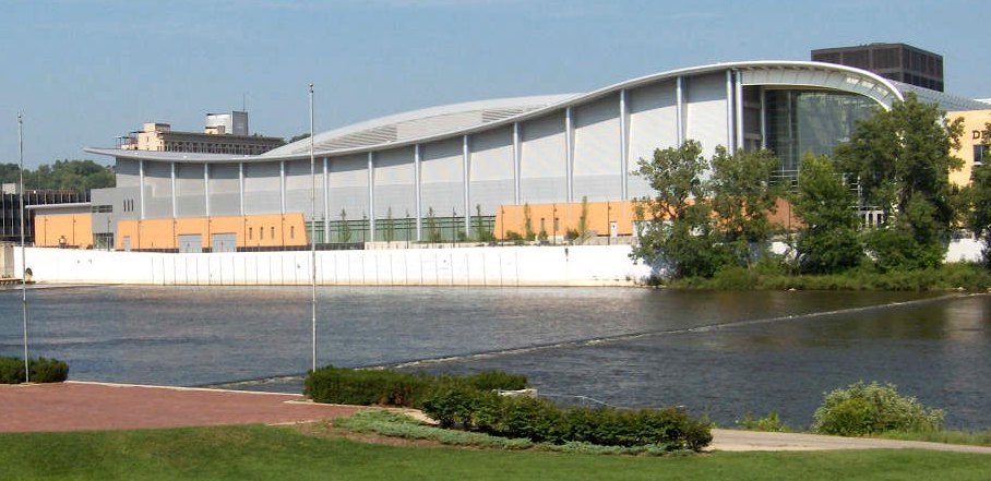DeVos Place Convention Center in Grand Rapids, seen from across the river.