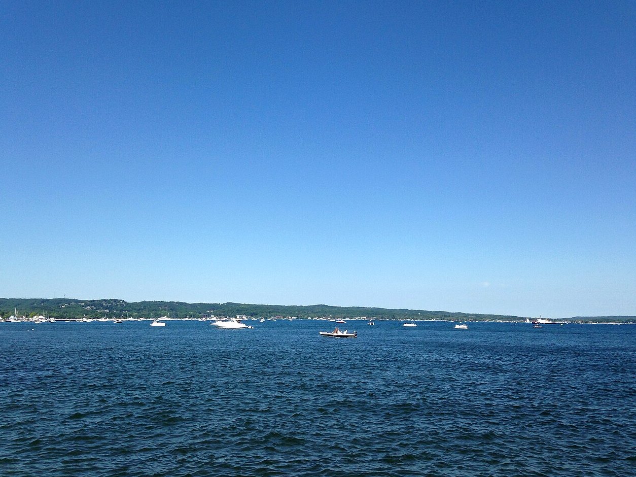 Boats on West Grand Traverse Bay at Traverse City.