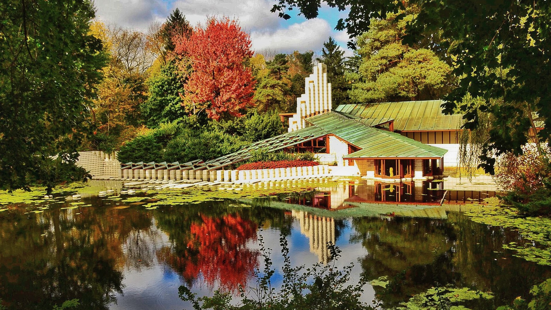 The Alden B. Dow Home and Studio across the pond from Dow Gardens in Midland.