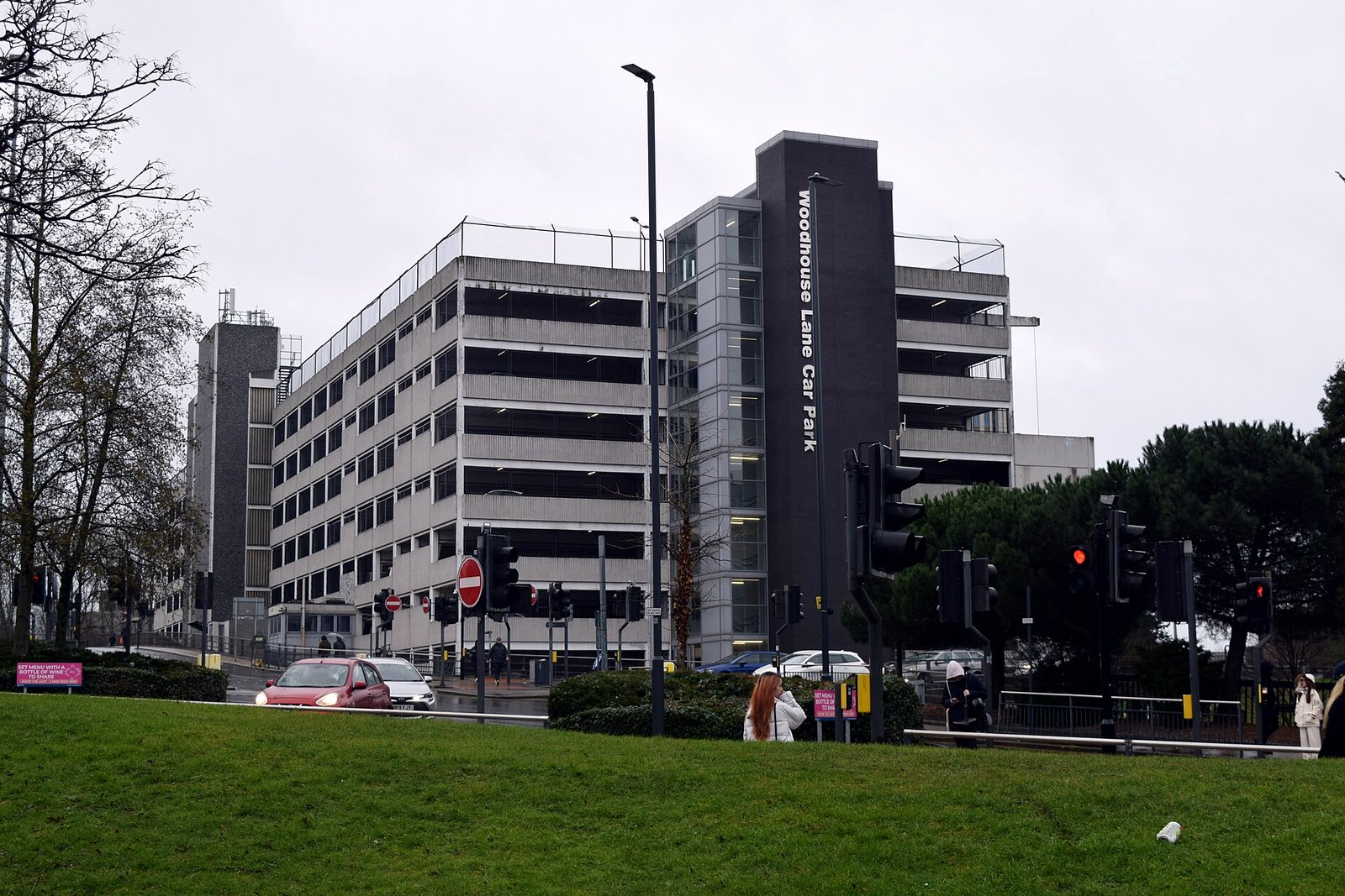 Exterior of a multi-story concrete parking garage on a city street, in a file photo.