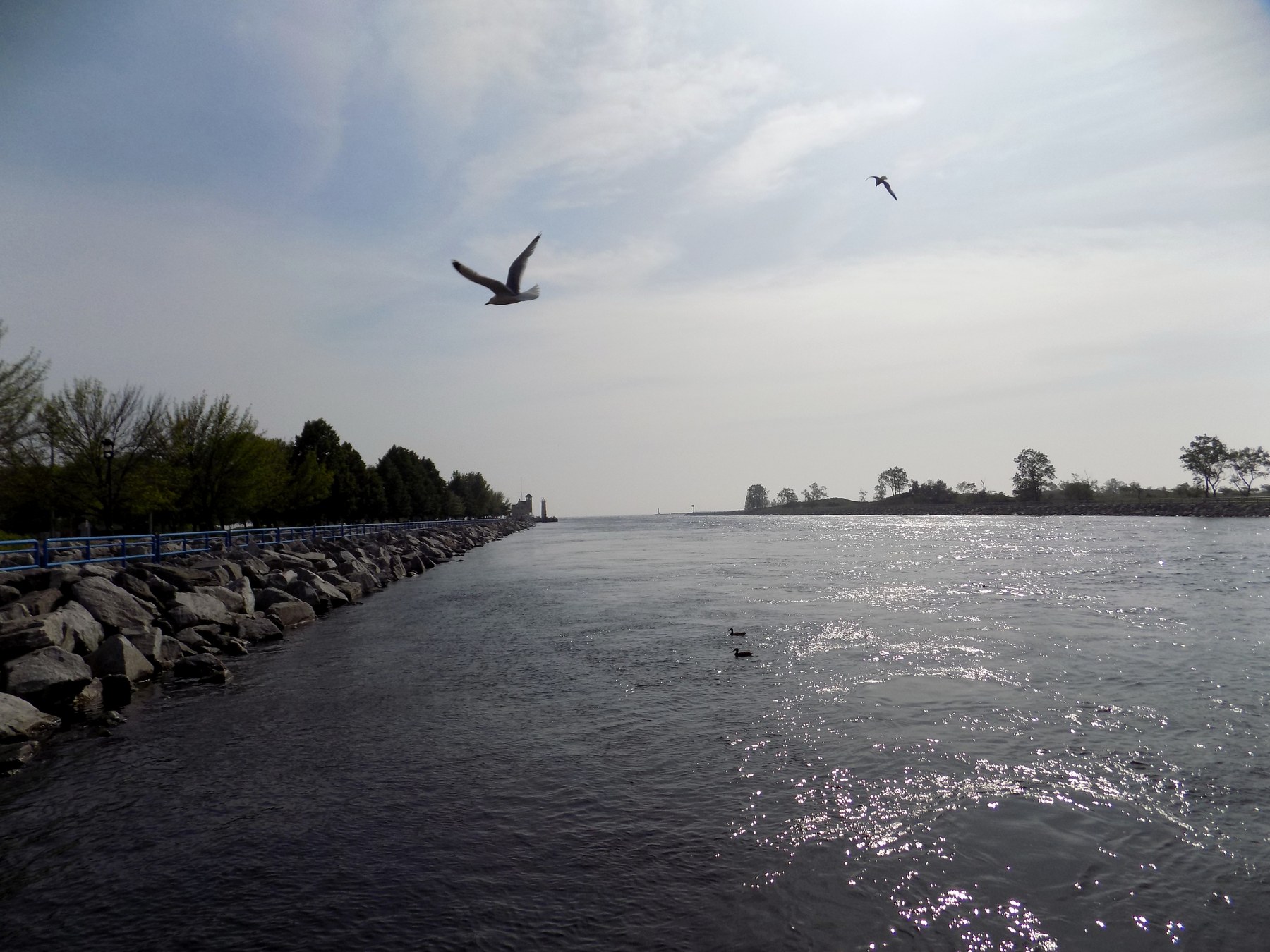 The channel towns on a workday in Muskegon.